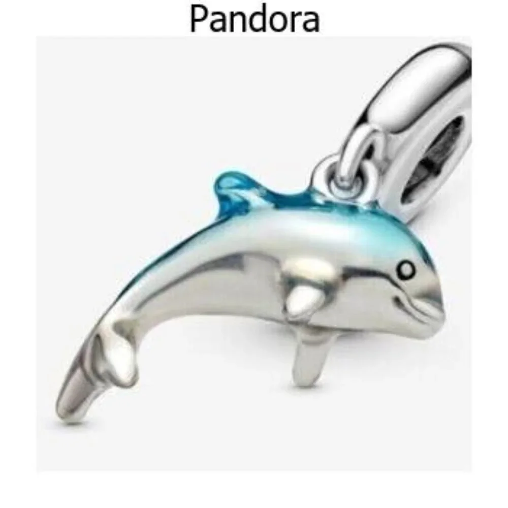 Pandora Silver and Blue Dolphin Charm Bracelet